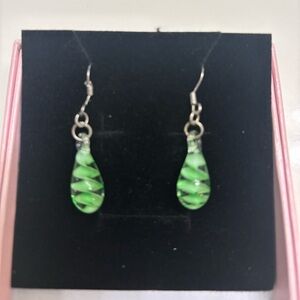 Green dangle earrings